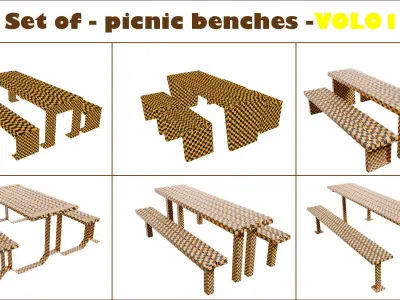 Set of 6 picnic benches-VOL01 3D model