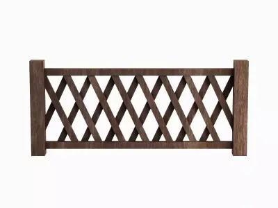 Wooden Fence A 03 Low-poly 3D model