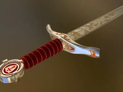 Medieval Sword of the Kings Templar Low-poly 3D model