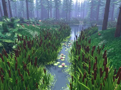 Cartoon Forest Scene 3D model get