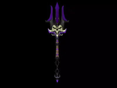 Stylized Skull Trident Low-poly 3D model