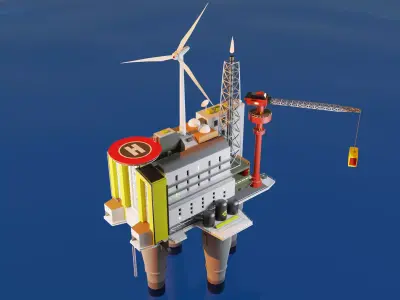 Oil Platform Low-poly 3D model