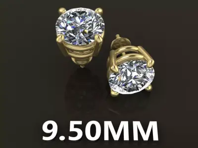 4-Prong Solitaire Earring Basket 9MM50 3D print model