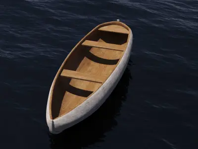 Boat 3D model wooden Low-poly 3D model