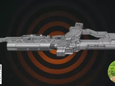 Cyberpunk Tactical SMG - Gold Matte Black Edition  3D model