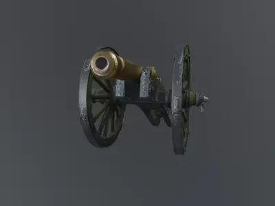 field gun Low-poly 3D model
