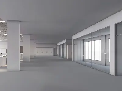 low poly office interior Low-poly 3D model
