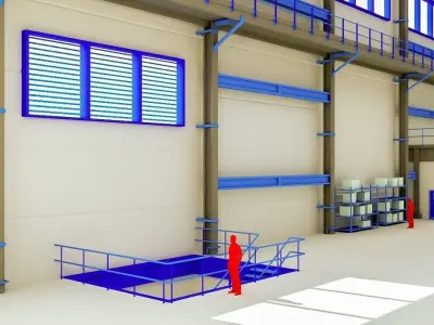 Retro Factory Interior Low-poly 3D model