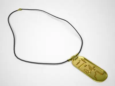 Gold Egyptian Cartouche Necklace 3D model
