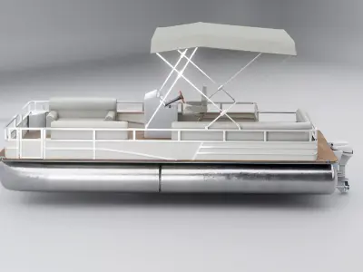 Pontoon Boat Short Low-poly 3D model