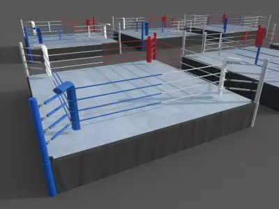 PBR Modular Professional Boxing Rings 18ftx18ft Low-poly 3D model