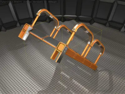 Sci-Fi Stairs - 26- Orange Version Low-poly 3D model