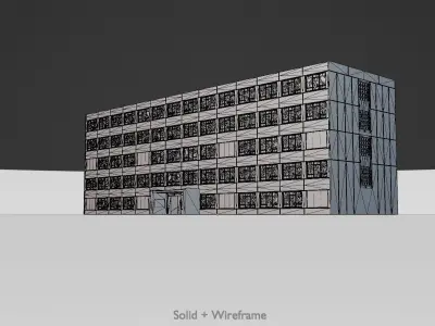 Old military barrack version 1 ruin 11 Low-poly 3D model