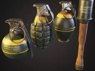 Frag Grenade Collection Low-poly 3D model