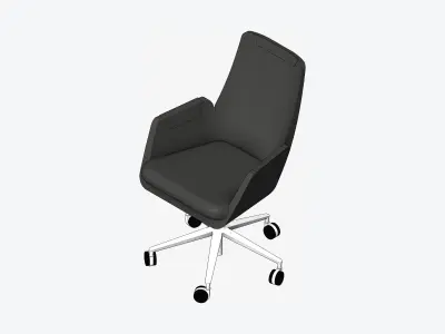 Furniture - Chair - Contemporary - High - Swivel - Star Castors Low-poly 3D model