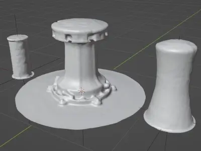 Capstan and Bollards Nautical Clean Photo-Scans Low-poly 3D model