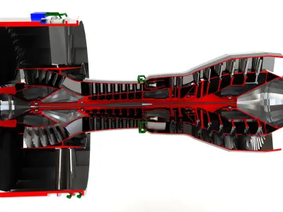 Turbofan engine 3D model by Prestations3d