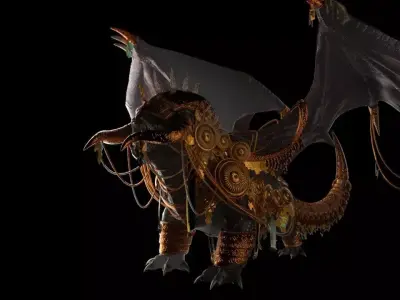 The Nushkar steampunk dragon Free 3D model