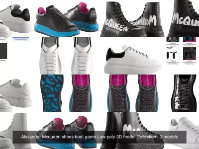 Alexander Mcqueen shoes boot game Low-poly 3D model Collection 3D Model Pack