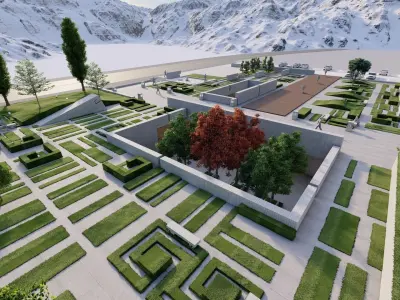public park-Private Park Landscape 3D model 16