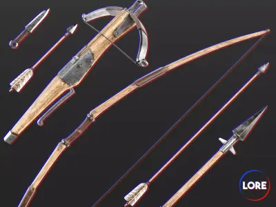 Medieval Collection Knightly Ranged Weapons 3D Model Pack