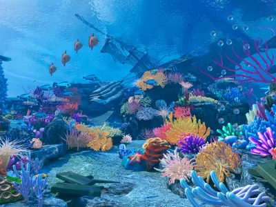 Cartoon Underwater Scene 3D model buy