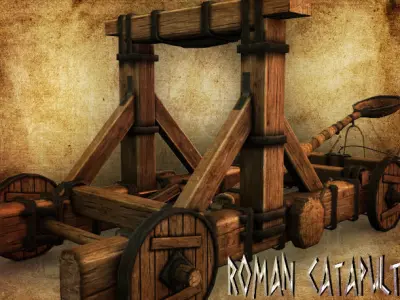 Roman Catapult Low-poly 3D model