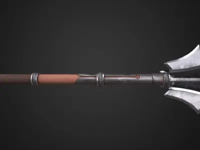 Medieval mace Low-poly 3D model 10
