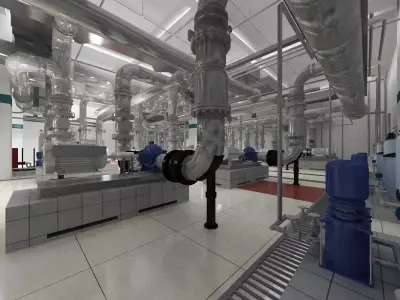 Industrial Pump Room 3D model purchase