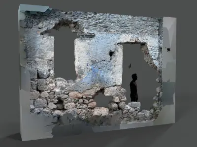 Abandoned House Ruined Part Scan - Broken Wall 08 3D model