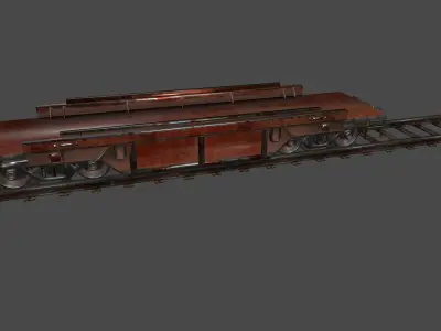 Train old rusty on tracks Low-poly 3D model
