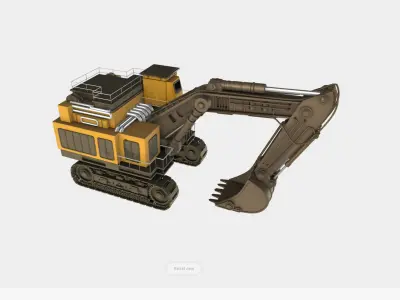 Historical Escavator Low-poly 3D model