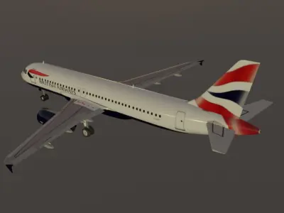 British Airways airbus a320-232 low poly 3D model Low-poly 3D model