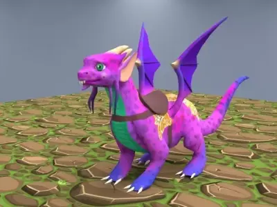 Stylized dragon for games Low-poly 3D model