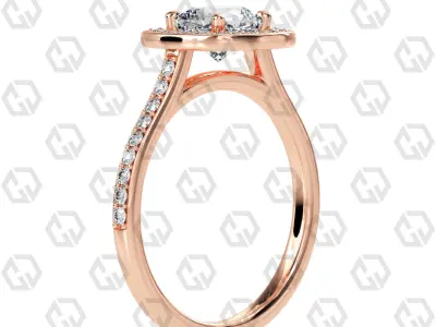 Ring 192 Cushion Shape Cathedral Halo pave set with Gems 3D print model