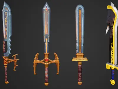 Stylized Weapons Collection Low-poly 3D model