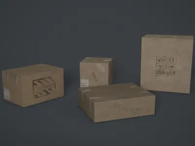 Cardboards Low Poly Game Ready cardboard box Low-poly 3D model