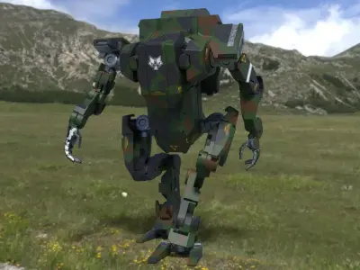 Fully rigged animated mecha 3D model