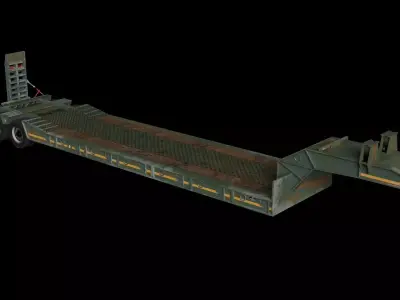 Lowboy Heavy Equipment Trailer Low-poly 3D model