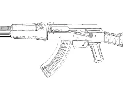 Ak47 - Low poly rifle Low-poly 3D model