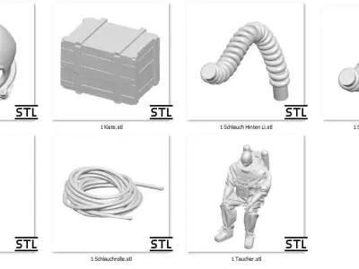 historical helmet diver Helmtaucher Schiffsmodell  3D print model
