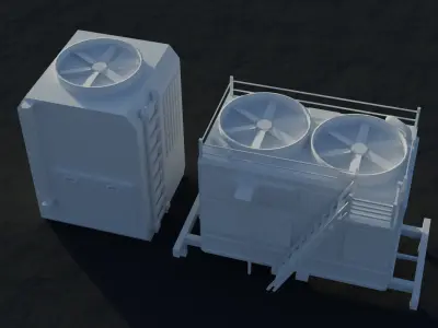 Two Industrial air conditioning Low-poly 3D model