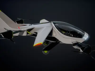 Flying Car eVTOL Air One Black PBR 3D model