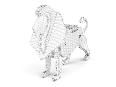 Wooden toy lion 3D model