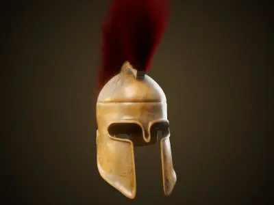 Ancient Greek Helmet Collection Low  High Poly Low-poly 3D model