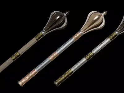 Mace001 Medieval Mace 3D Model  Game-Ready PBR Weapon Low-poly 3D model