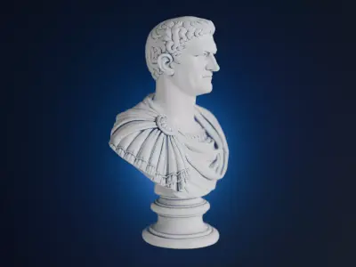 Tiberius Bust 3 Versions Low-poly 3D model