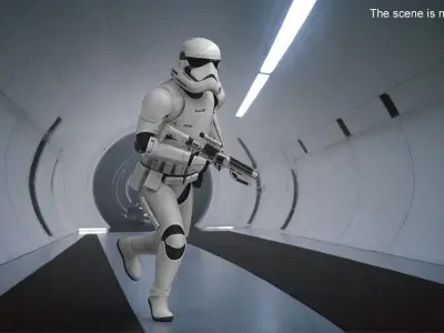 Dirty First Order Stormtrooper with Blaster Running  purchase 3D model
