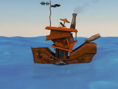 Free Stylized Boat Free low-poly 3D model