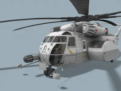 MH-53E Sea Dragon JMSDF Complex Animation Low-poly 3D model